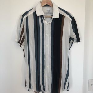 Reiss Striped Short Sleeve Button Down